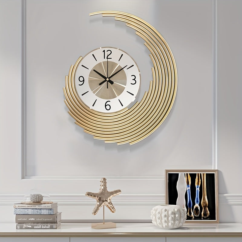 Horloge Murale Moderne 3D Métal Croissant,mouvement en quartz silencieux