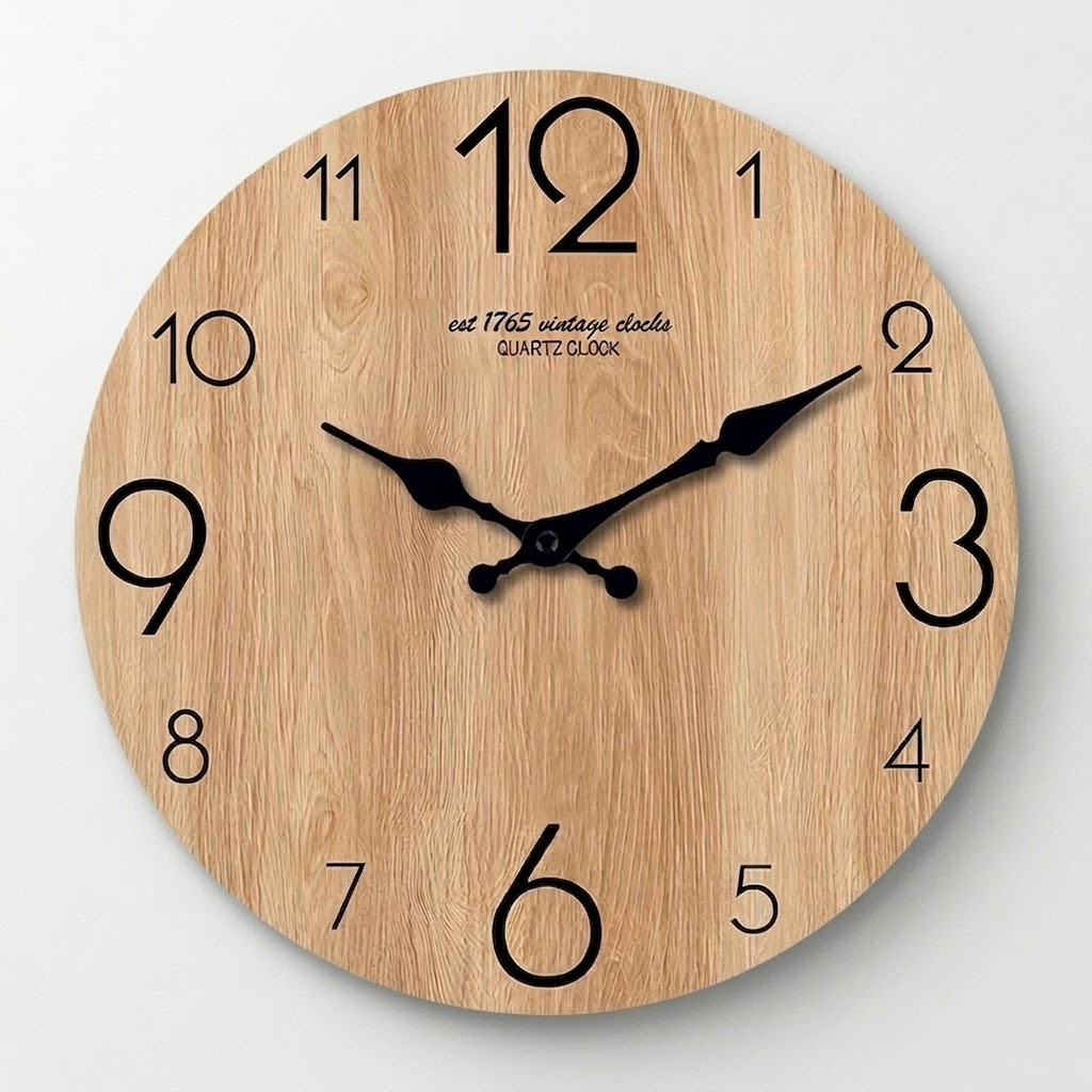 Horloge Murale Moderne Minimaliste en Bois Texture Naturelle