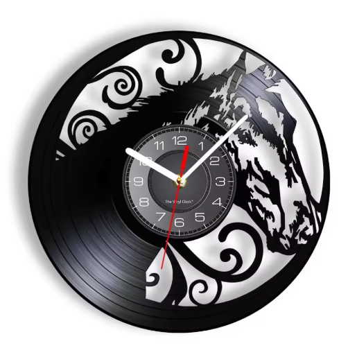 Horloge Murale Circulaire en Disque Vinyle Recyclé