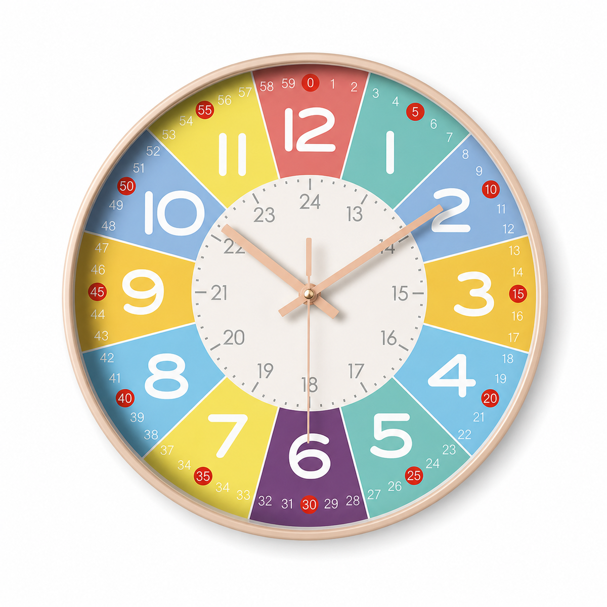 Horloge Murale Pédagogique 20 cm Silencieuse à Quartz — 6 Déclinaisons