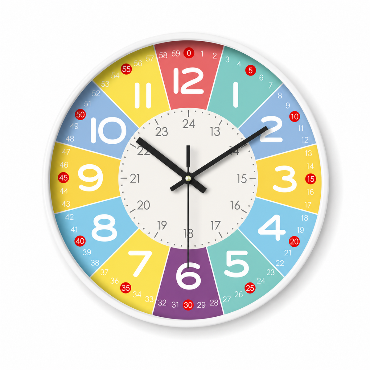 Horloge Murale Pédagogique 20 cm Silencieuse à Quartz — 6 Déclinaisons