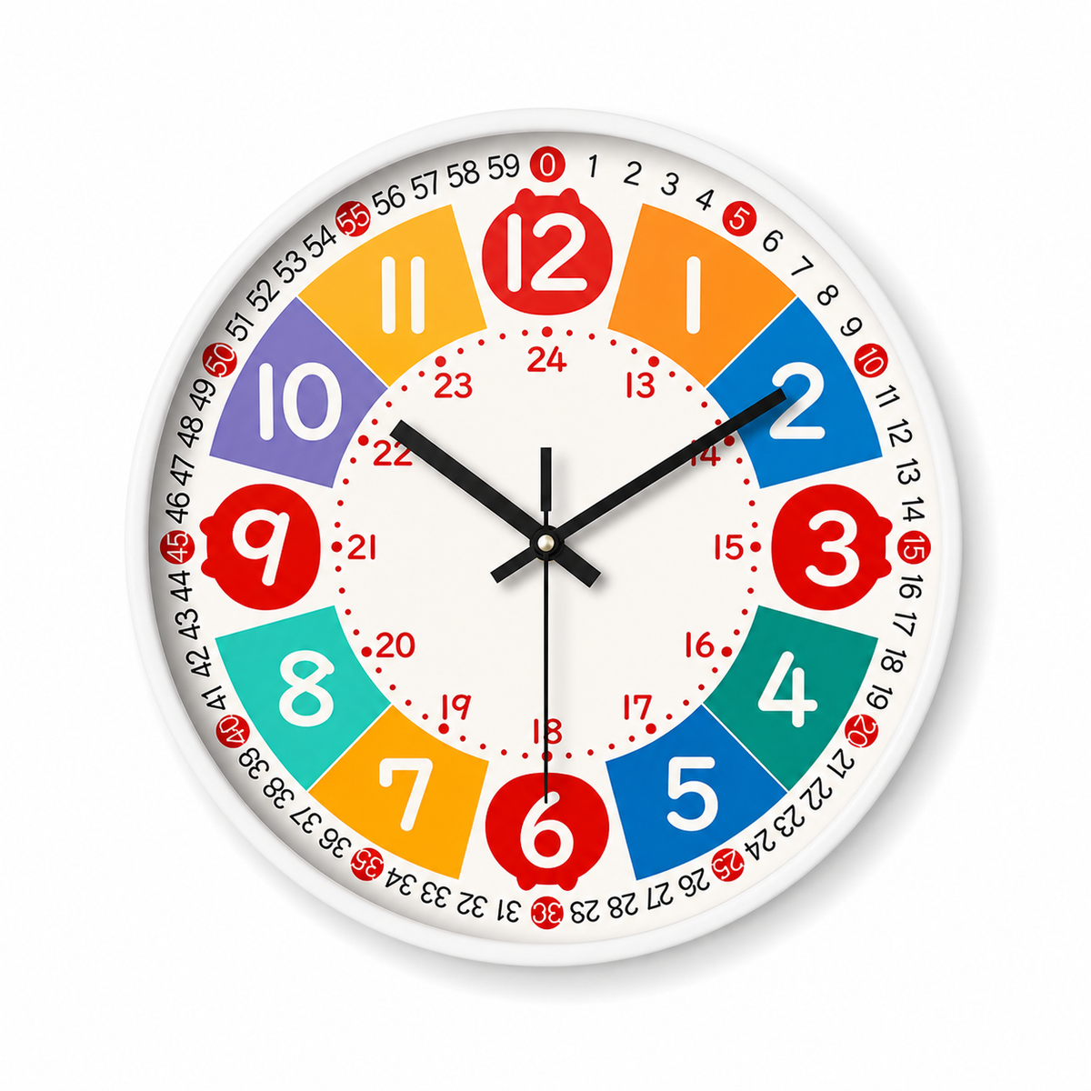 Horloge Murale Pédagogique 20 cm Silencieuse à Quartz — 6 Déclinaisons