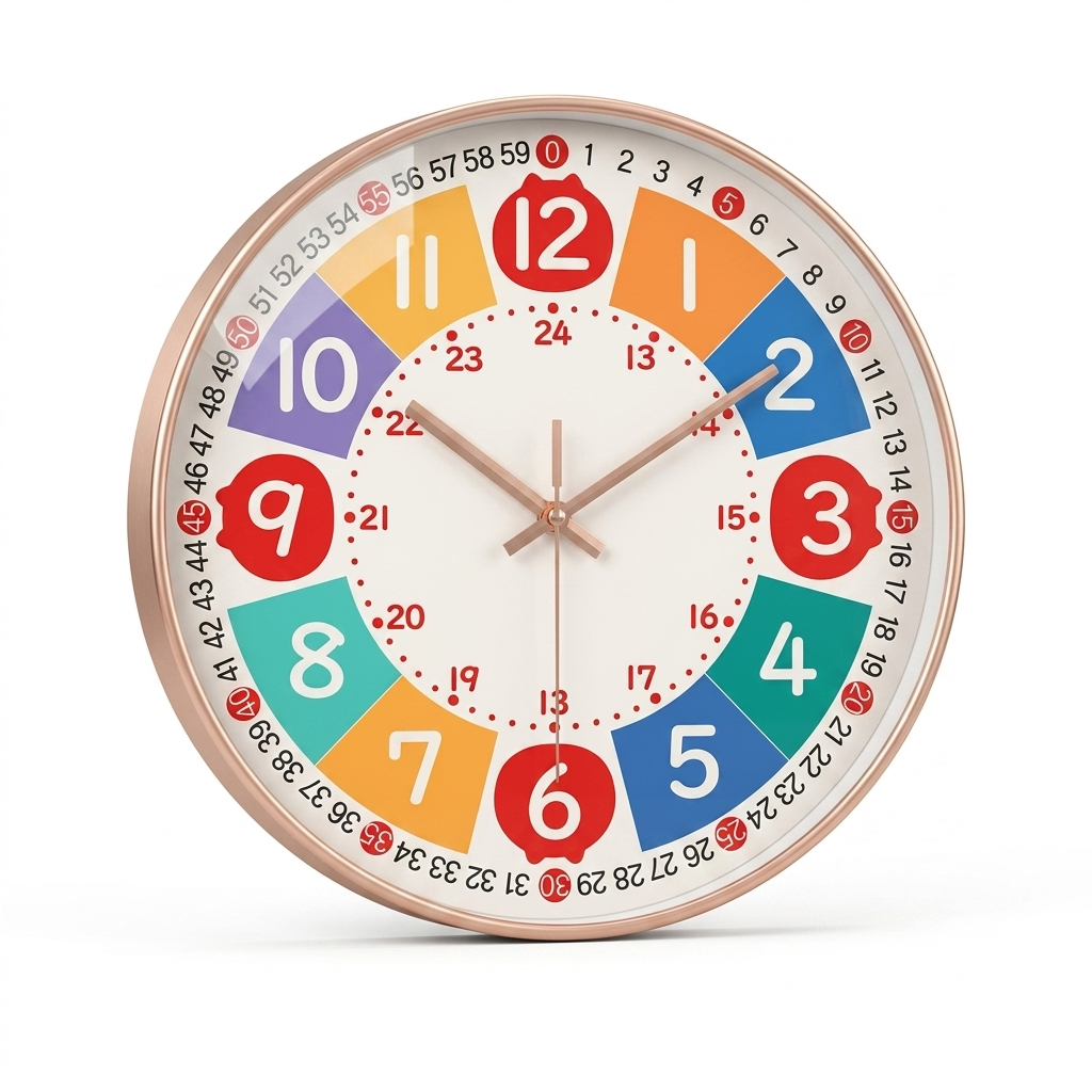 Horloge Murale Pédagogique 20 cm Silencieuse à Quartz — 6 Déclinaisons
