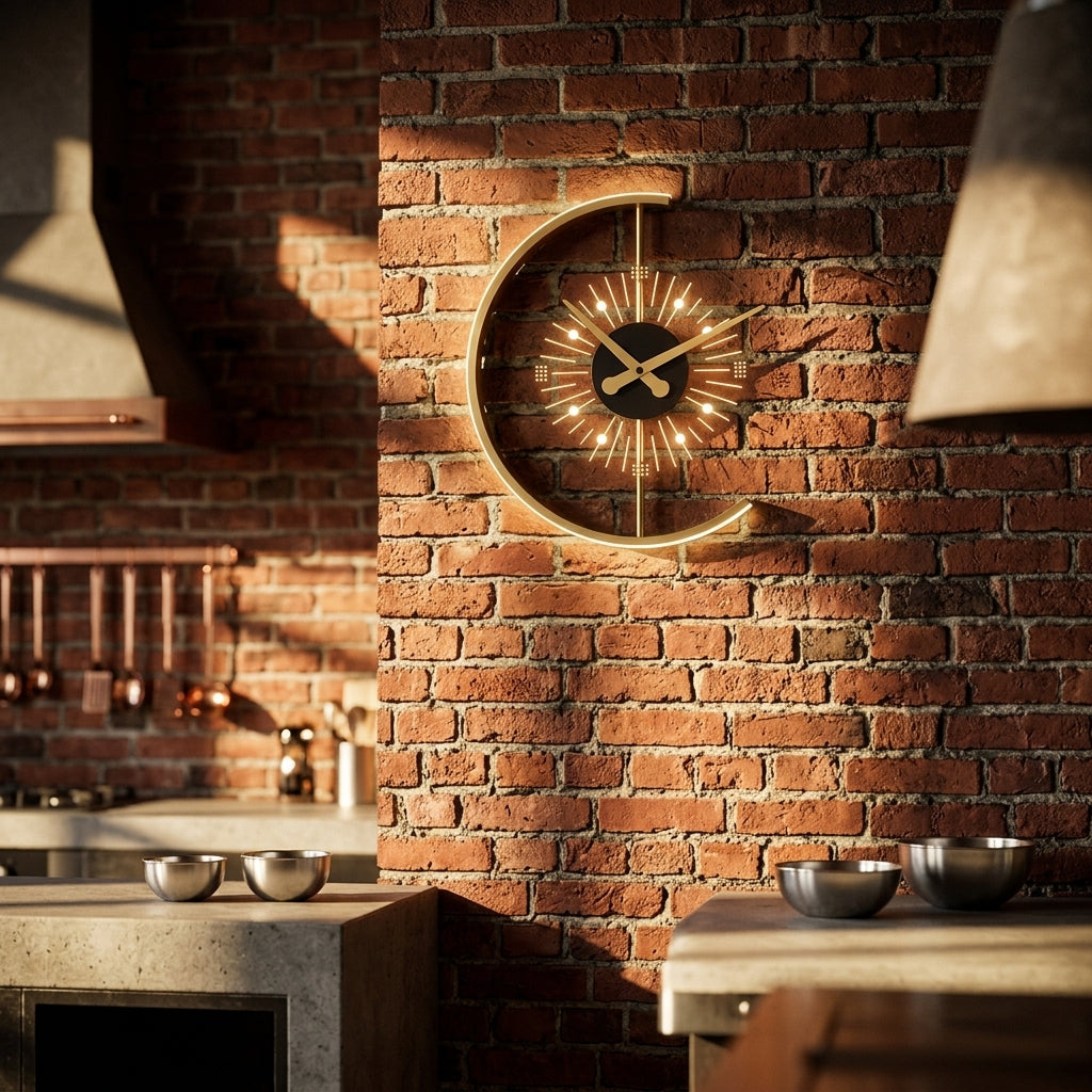 Horloge Murale Lumineuse LED Moderne Design Nordique en Métal