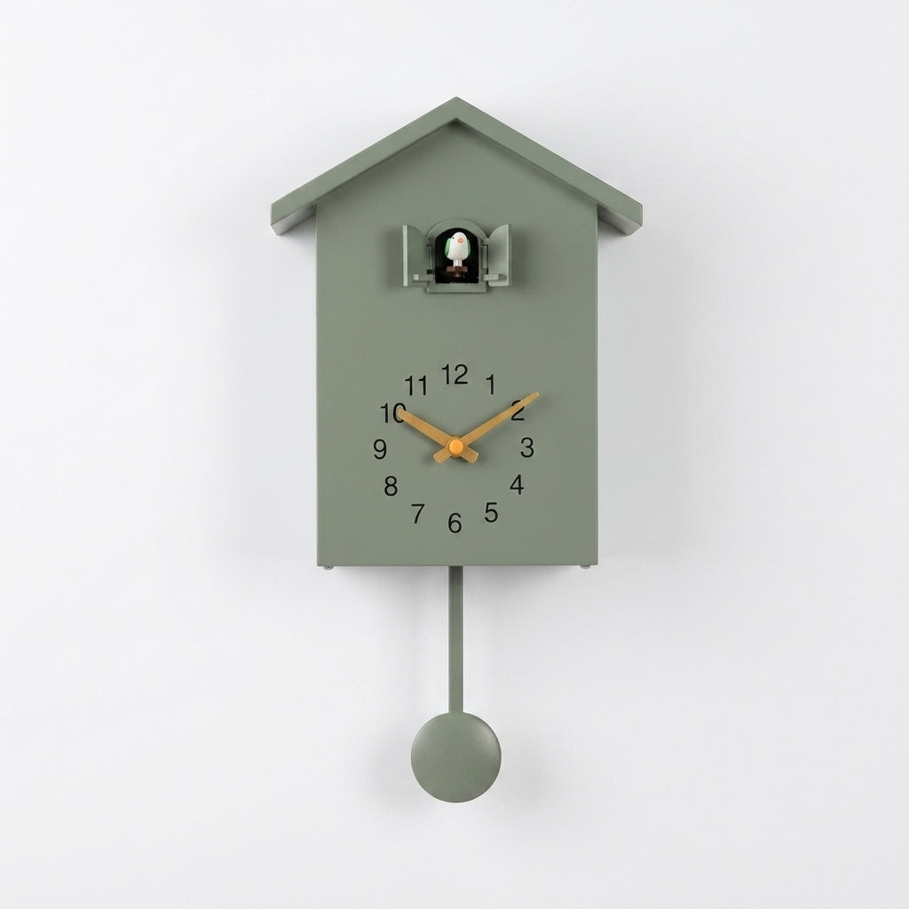Horloge Murale Coucou Moderne Verte avec Pendule 25 cm