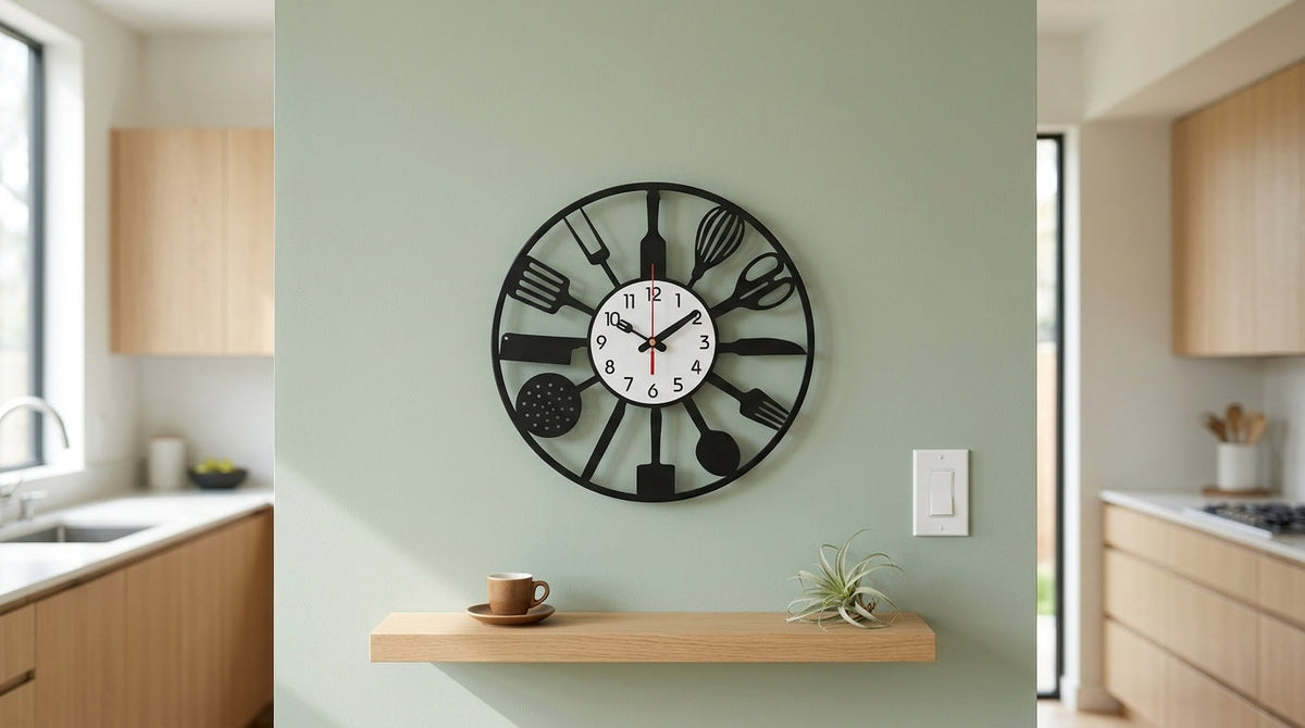 Horloge Murale Moderne Minimaliste en Métal Noir Mat 40 cm