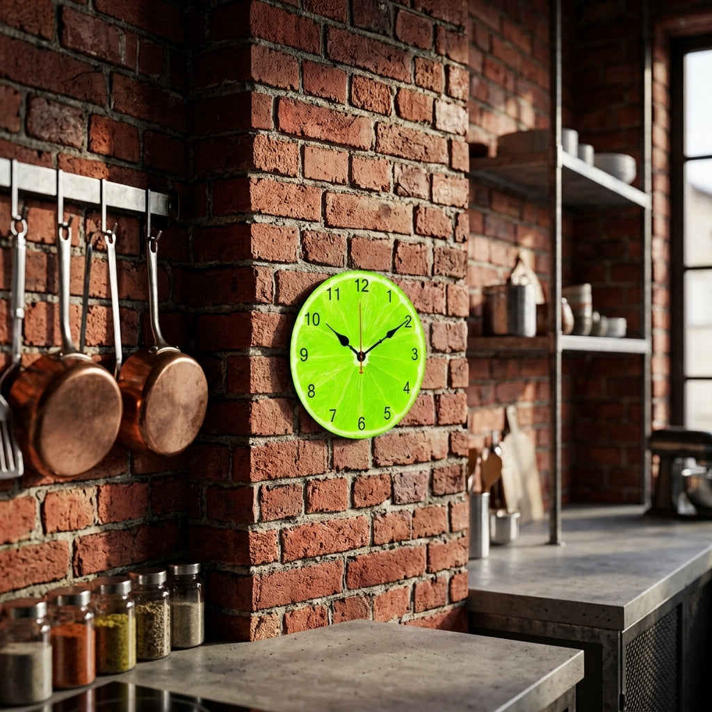 Horloge Murale de Cuisine Tropicale en Acrylique Motif Fruits