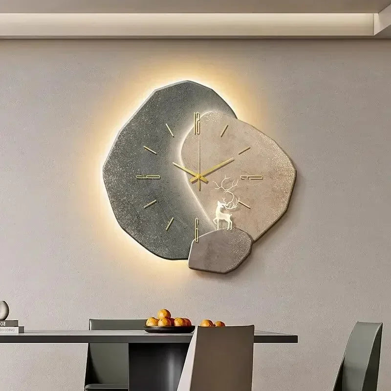 Grande Horloge Murale Moderne Lumineuse LED Effet 3D Acrylique 60 cm