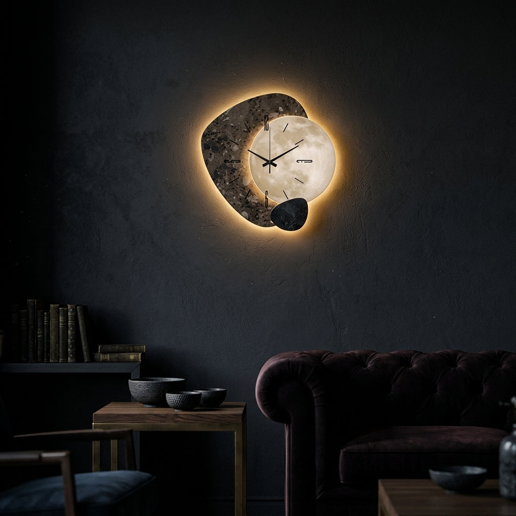 Horloge Murale Moderne LED Rétroéclairée Motif Lune 30 cm