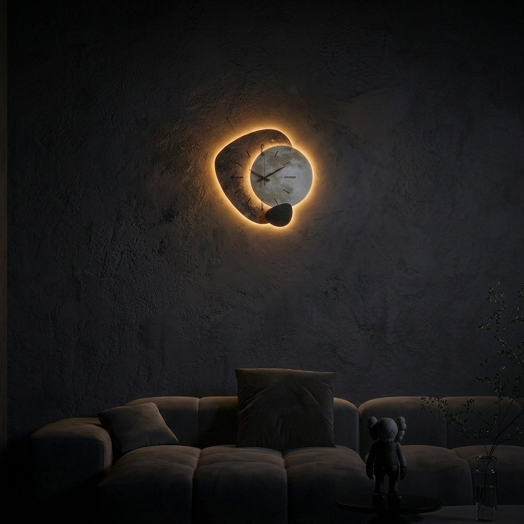 Horloge Murale Moderne LED Rétroéclairée Motif Lune 30 cm