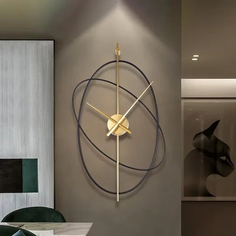 Grande Horloge Murale Ovale en Métal Design Moderne