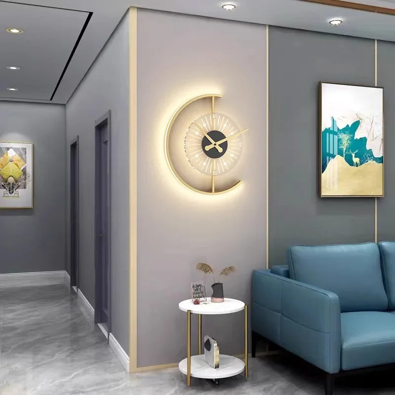 Horloge Murale Moderne Applique LED Dorée