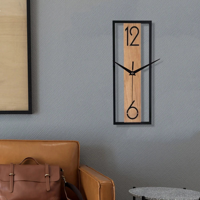 Horloge Murale Rectangulaire Moderne Cadre Fin Effet Bois