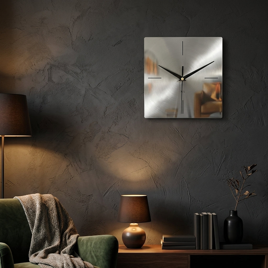 Horloge Murale Connectée Carrée en Métal Moderne avec Contrôle Vocal