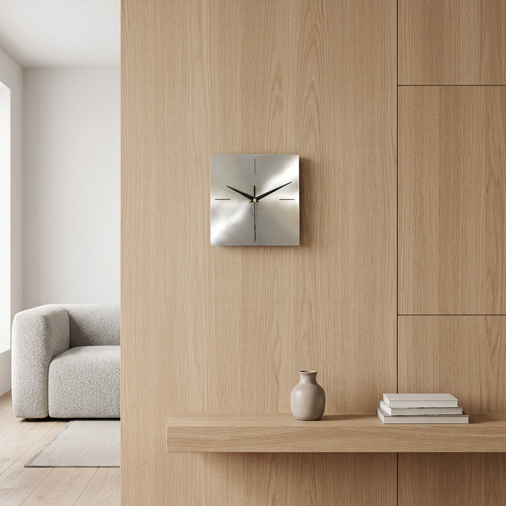 Horloge Murale Connectée Carrée en Métal Moderne avec Contrôle Vocal