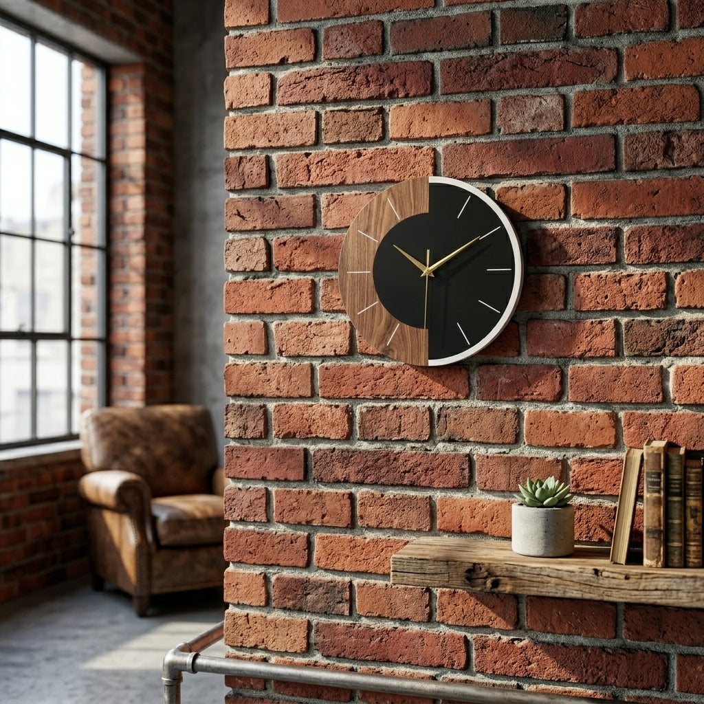 Horloge Murale Moderne Nordique Bicolore Bois et Acrylique
