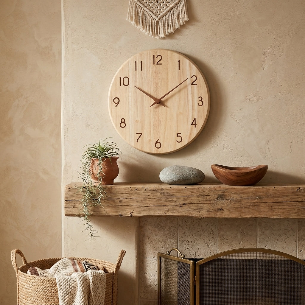 Horloge Murale Japonaise Minimaliste en Bois Massif