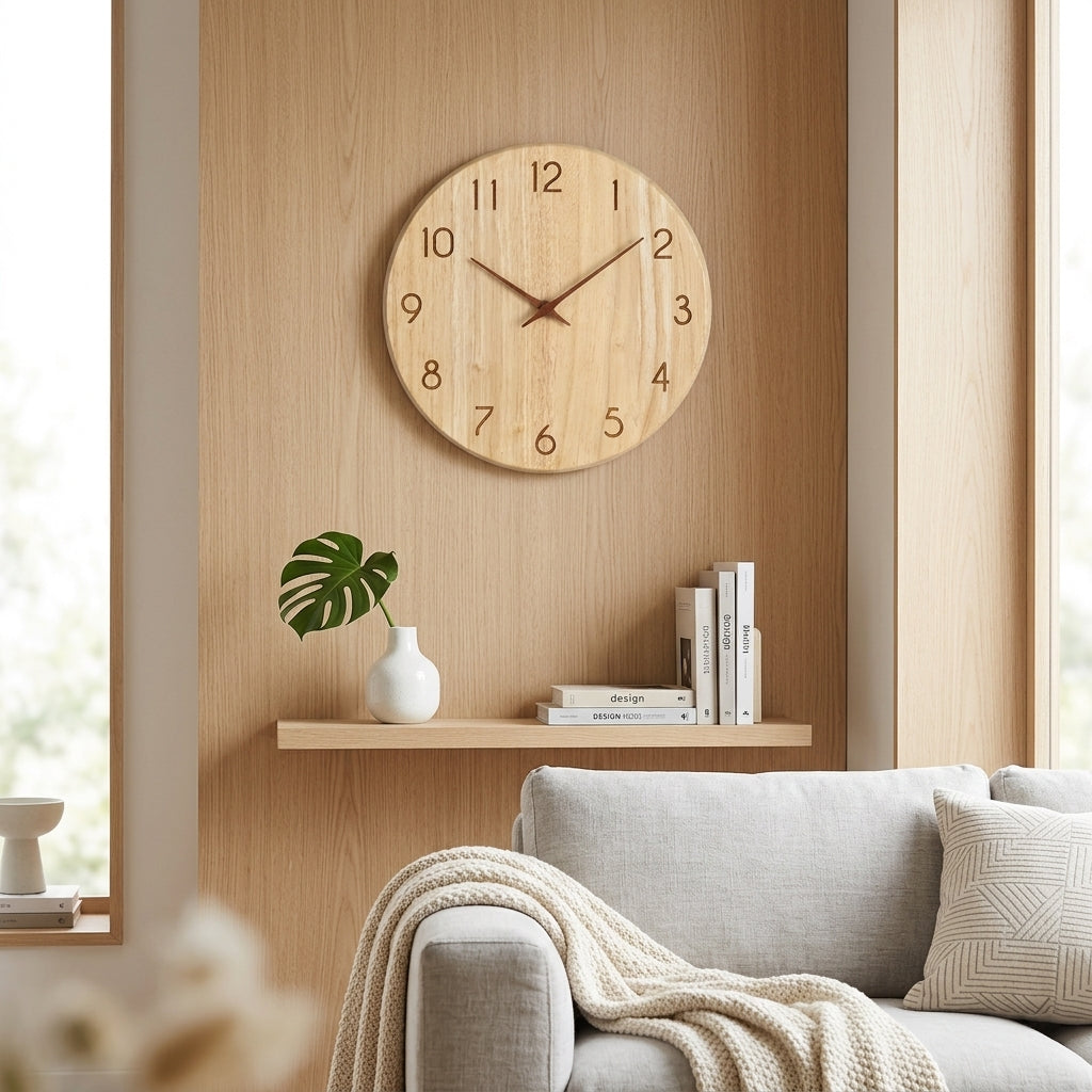 Horloge Murale Japonaise Minimaliste en Bois Massif