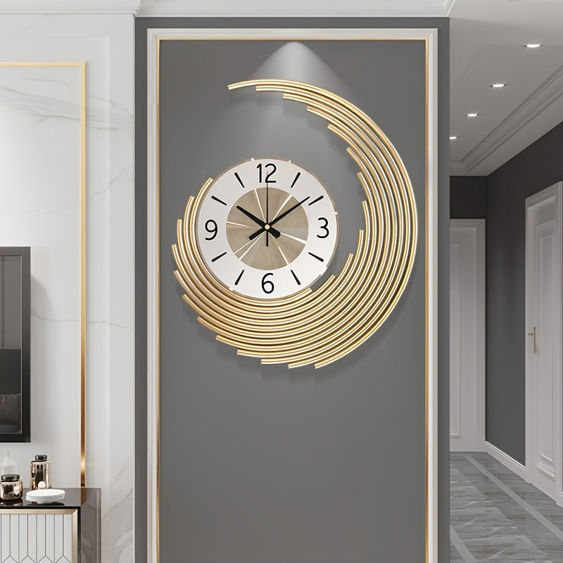 Horloge Murale Moderne 3D Métal Croissant,mouvement en quartz silencieux