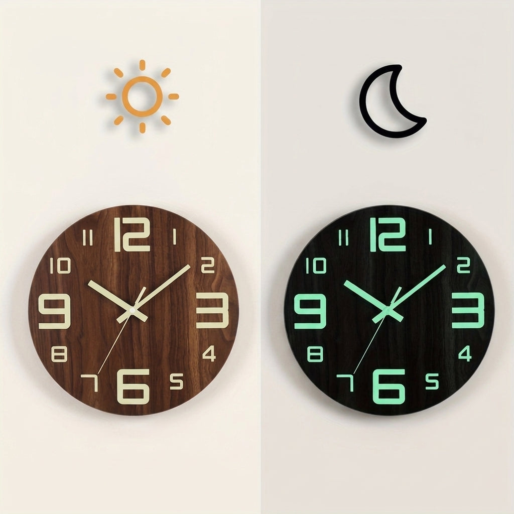 Horloge Murale Lumineuse Noyer Silencieuse