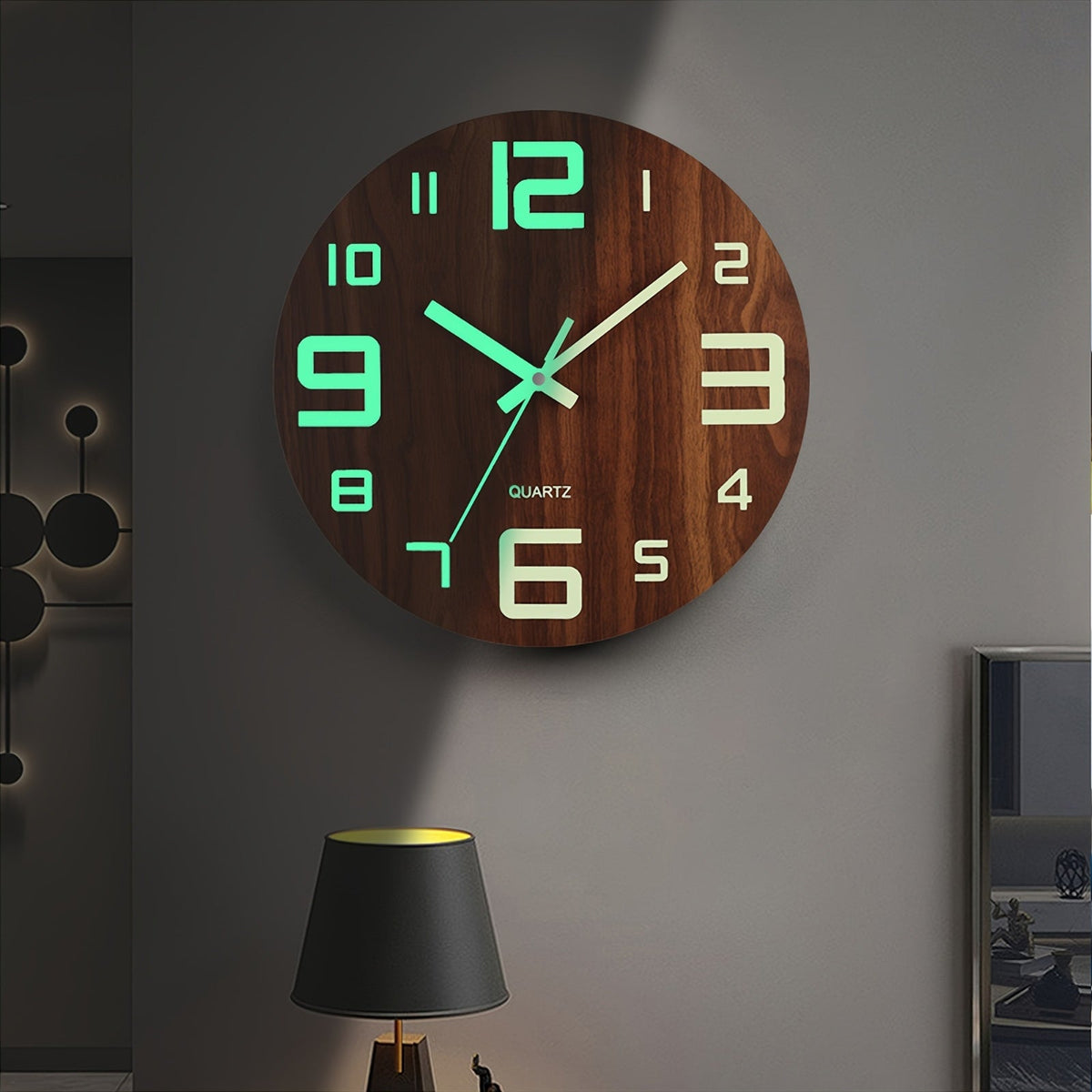 Horloge Murale Lumineuse Noyer Silencieuse