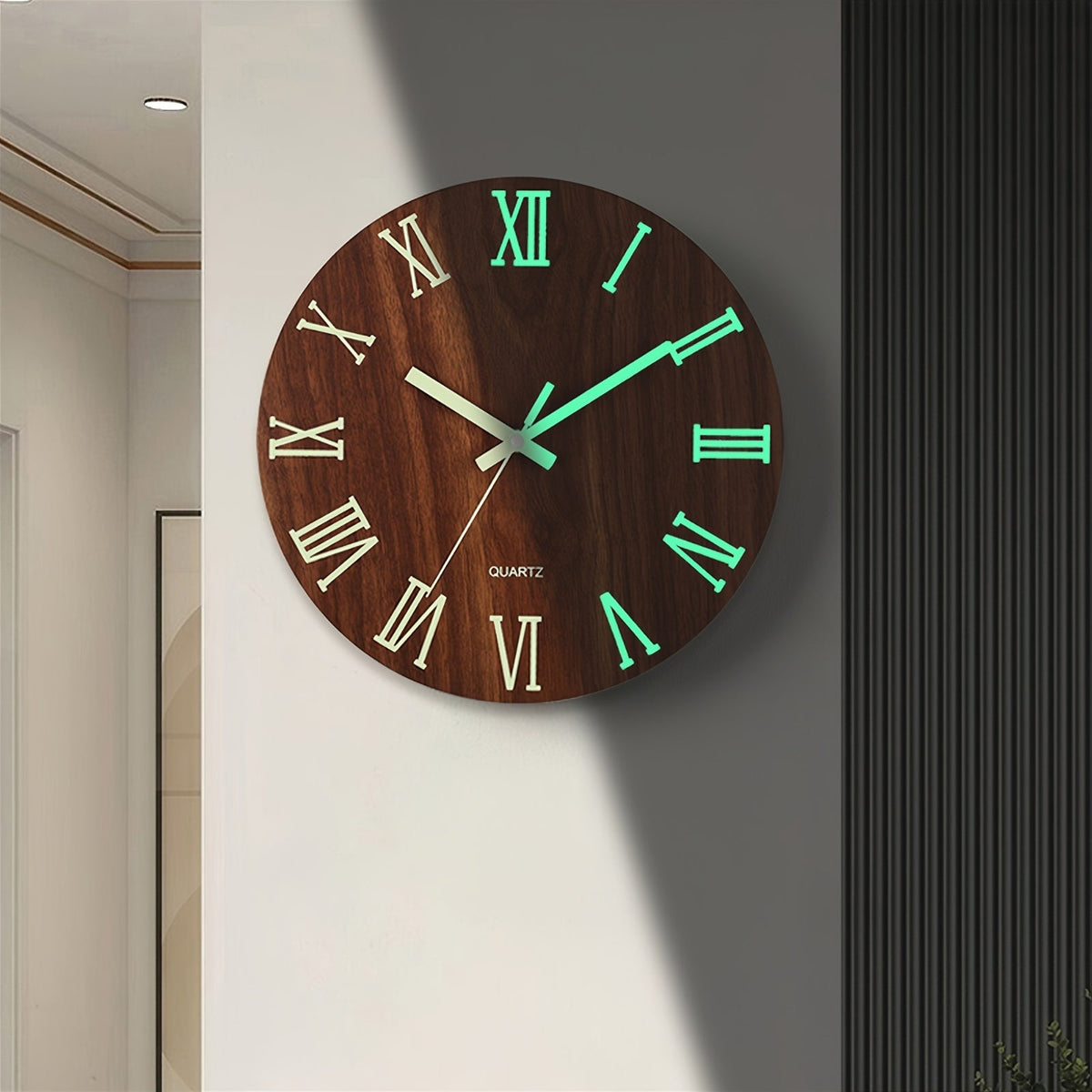 Horloge Murale Lumineuse Noyer Silencieuse