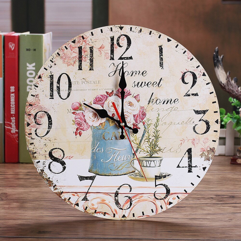 Horloge Murale Ronde Décorative Florale Élégante 31,5 cm