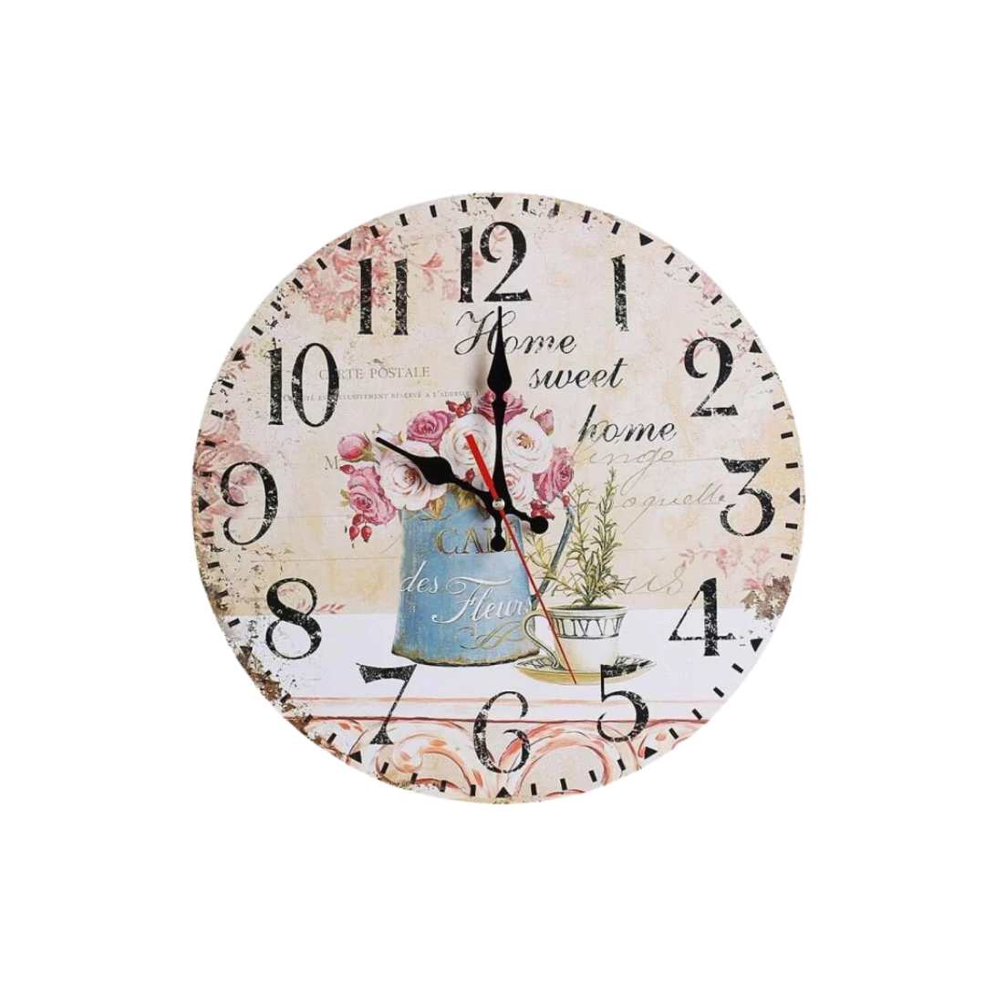 Horloge Murale Ronde Décorative Florale Élégante 31,5 cm