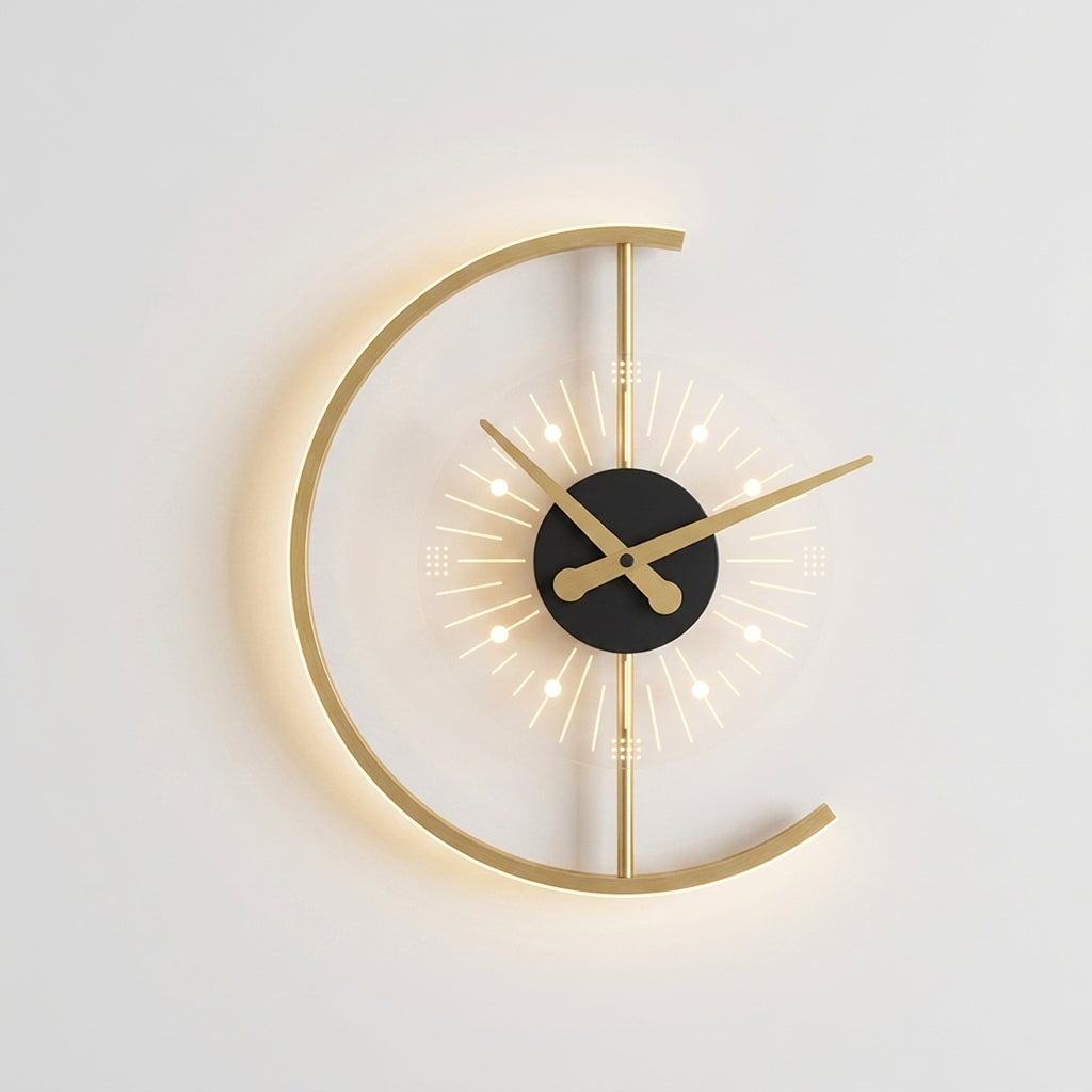 Horloge Murale Lumineuse LED Moderne Design Nordique en Métal