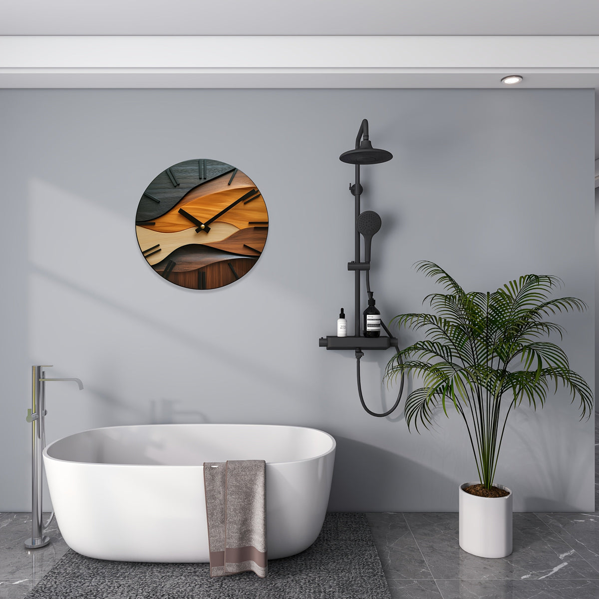 Horloge Murale Ronde Artistique Effet Grain de Bois Style Nordique