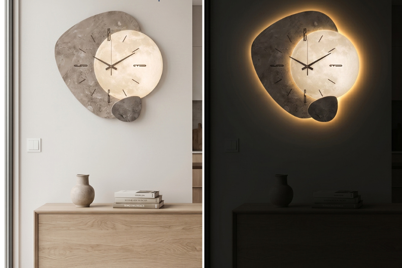 Horloge Murale Moderne LED Rétroéclairée Motif Lune 30 cm