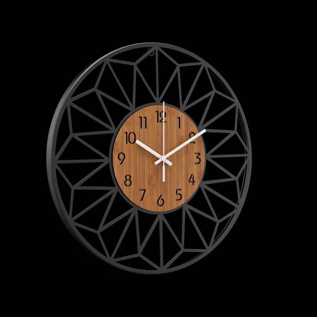 Horloge Murale Moderne Métal Centre Effet Bois