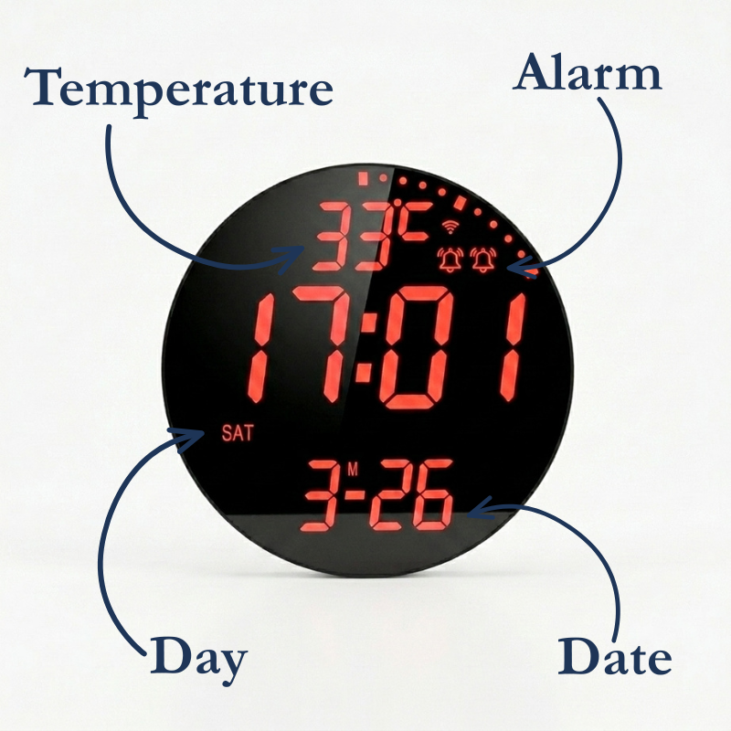 Horloge Murale Digitale LED Connectée WiFi avec Météo et Éclairage RGB