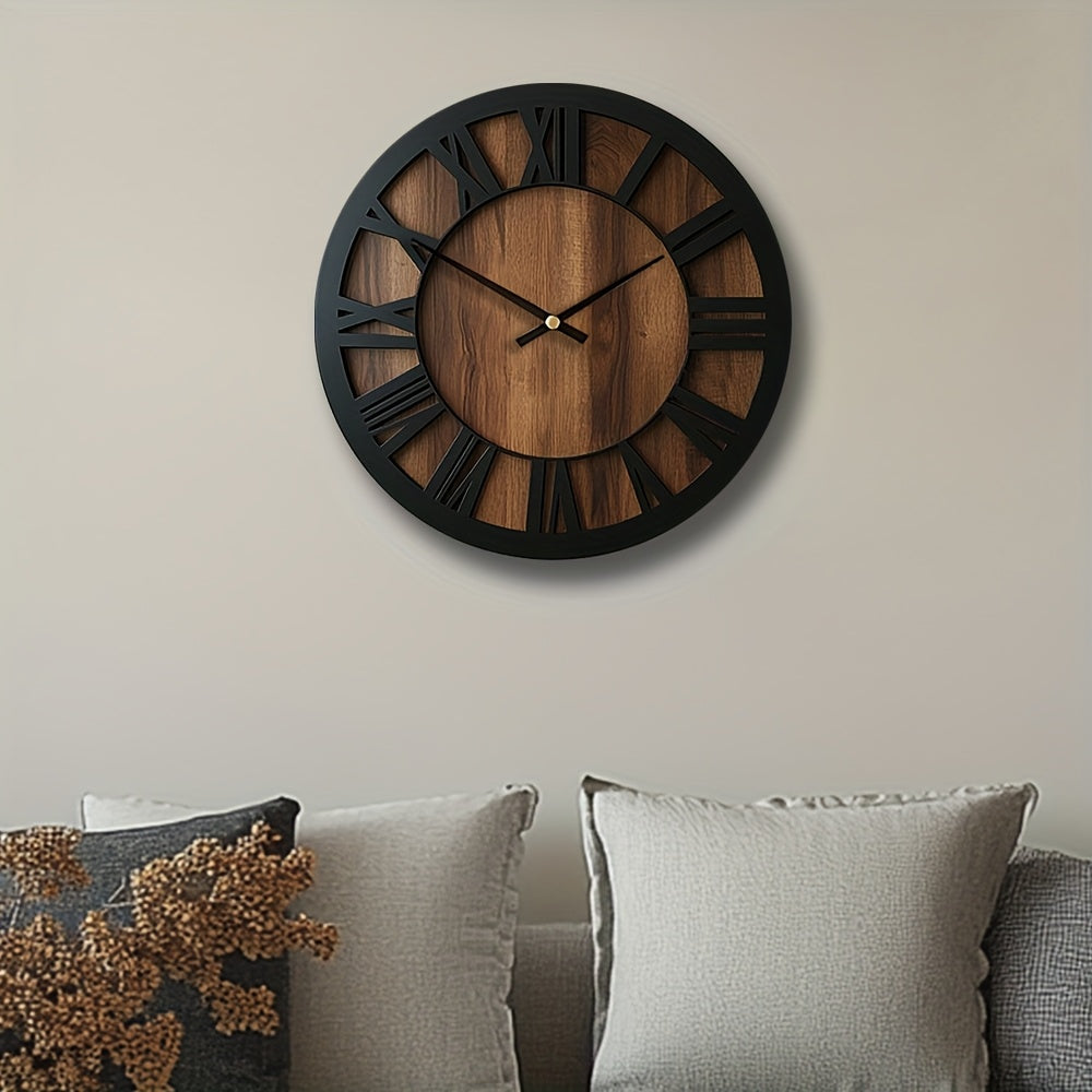 Horloge Murale Vintage Bois Chiffres Romains