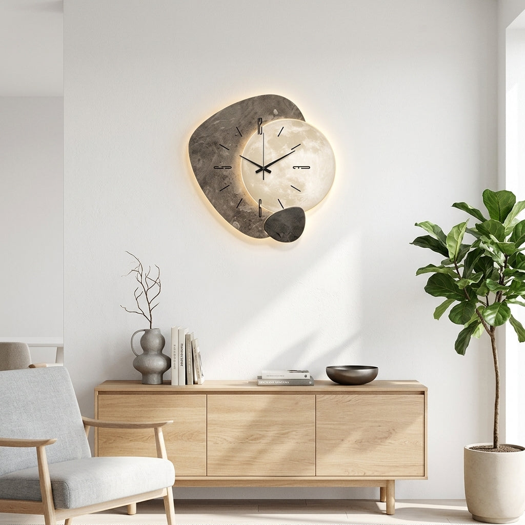 Horloge Murale Moderne LED Rétroéclairée Motif Lune 30 cm