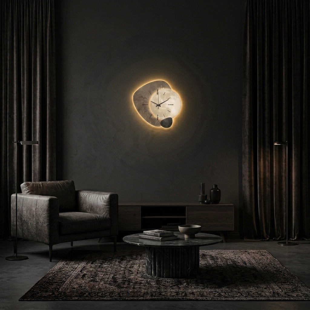 Horloge Murale Moderne LED Rétroéclairée Motif Lune 30 cm