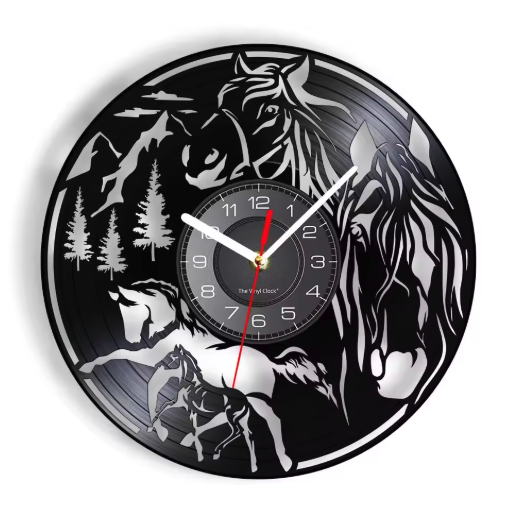 Horloge Murale Circulaire en Disque Vinyle Recyclé
