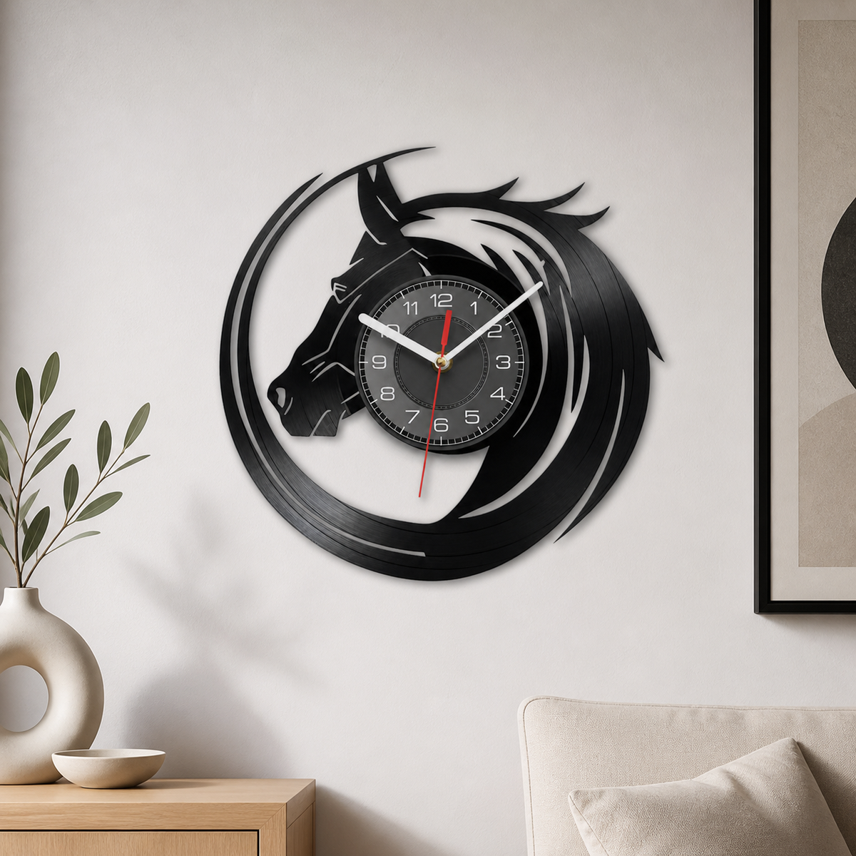 Horloge Murale Circulaire en Disque Vinyle Recyclé