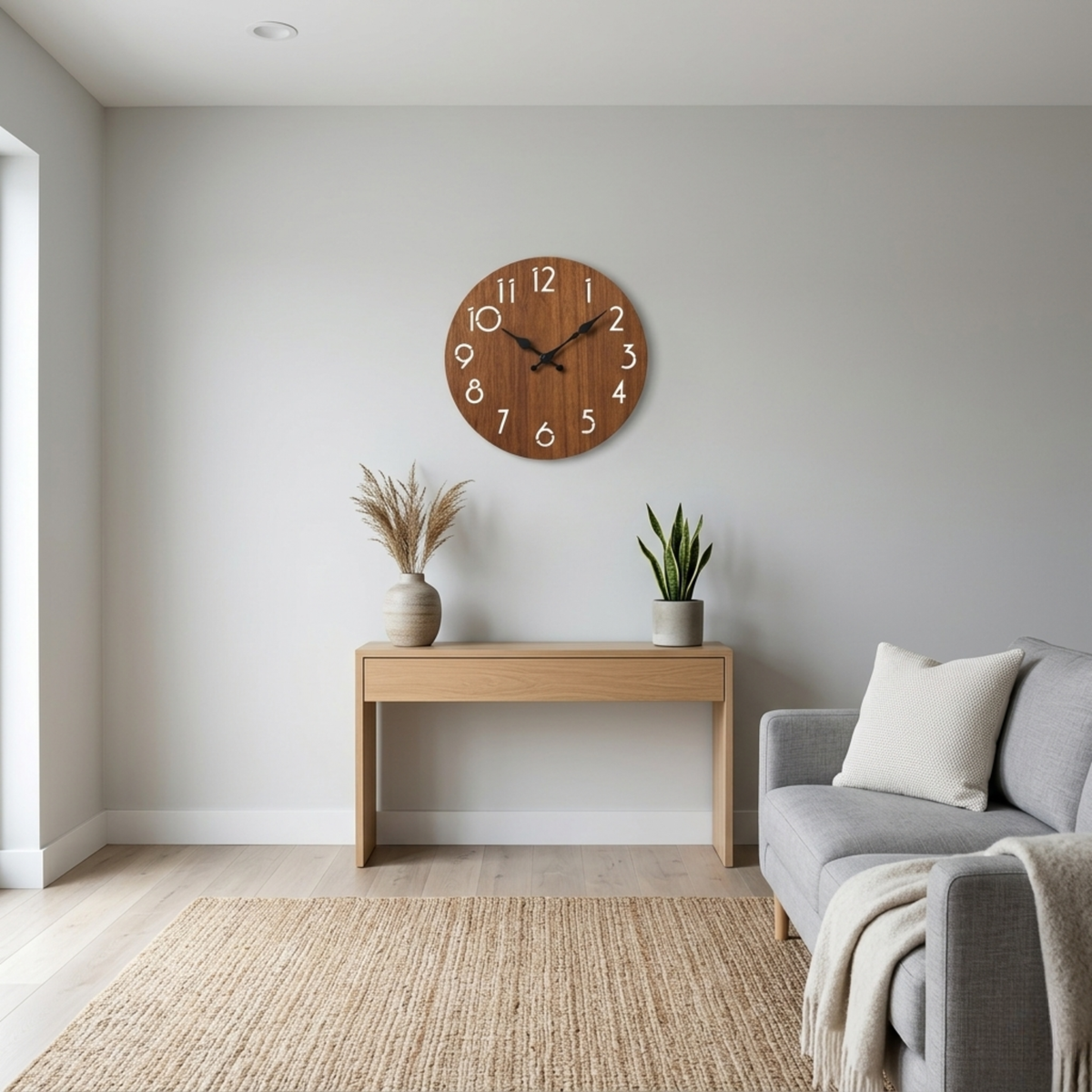 Horloge Murale Ronde Finition Bois Épurée 25 cm Silencieuse — 5 Déclinaisons