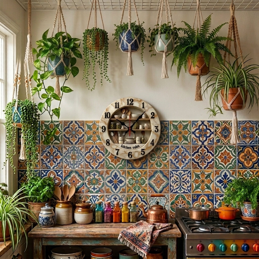 Horloge Murale de Cuisine Plate en Bois Blanc