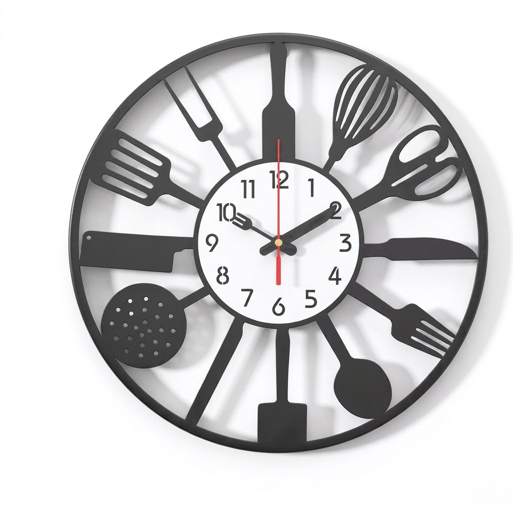 Horloge Murale Moderne Minimaliste en Métal Noir Mat 40 cm
