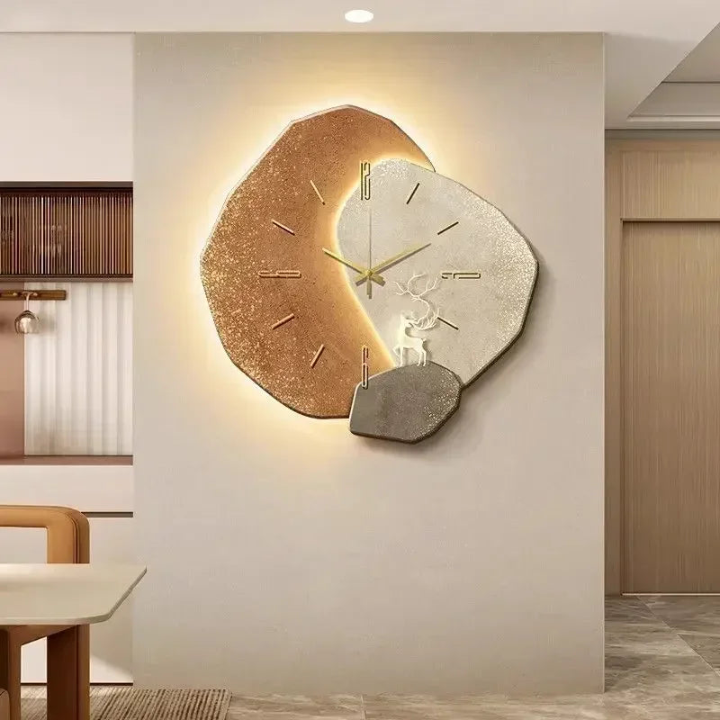 Grande Horloge Murale Moderne Lumineuse LED Effet 3D Acrylique 60 cm