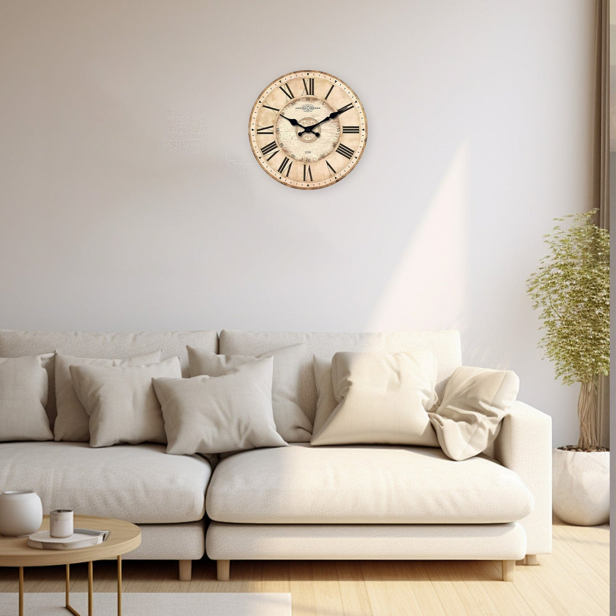 Grande Horloge Murale Rétro Américaine en Bois