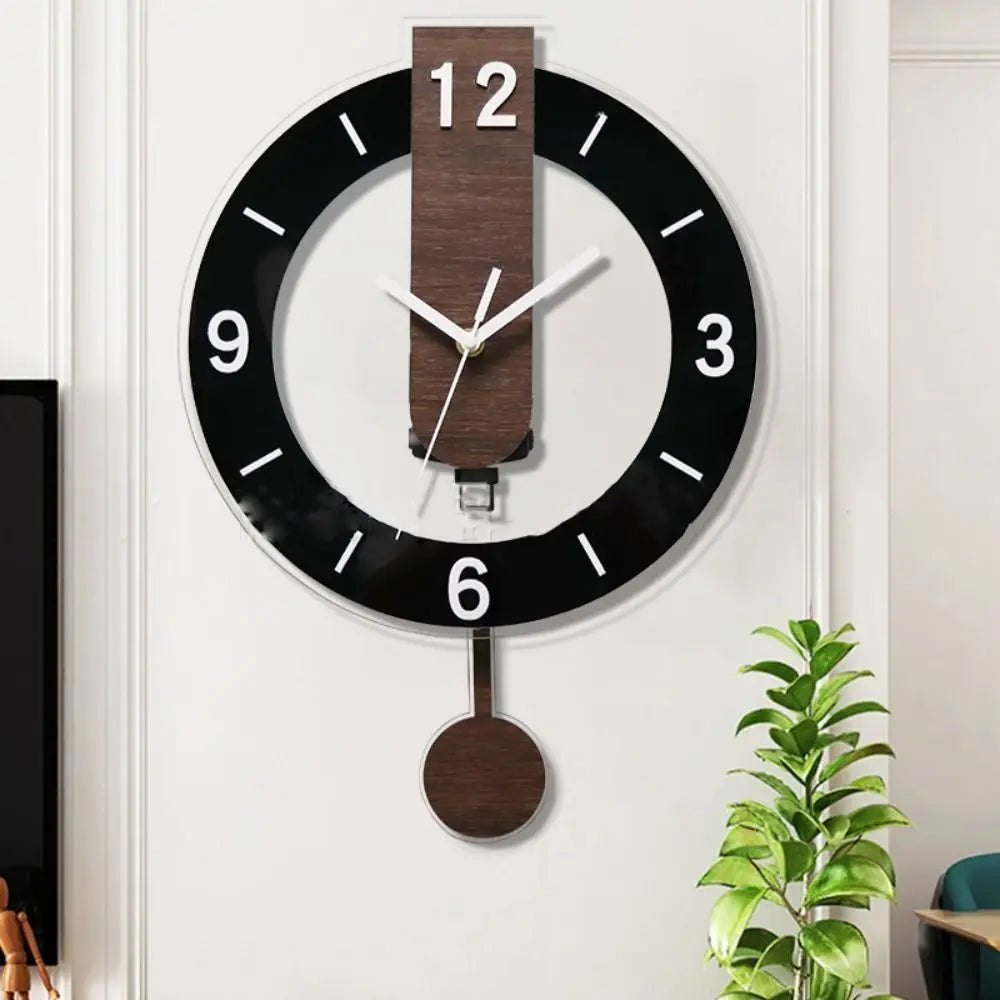 Horloge Murale Balancier Minimaliste Acrylique et Bois