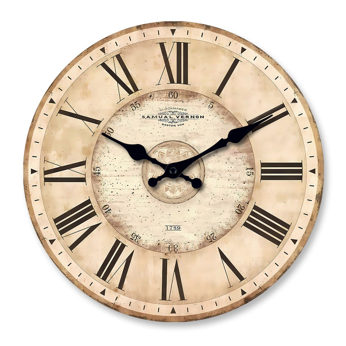 Grande Horloge Murale Rétro Américaine en Bois