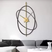 Grande Horloge Murale Ovale en Métal Design Moderne
