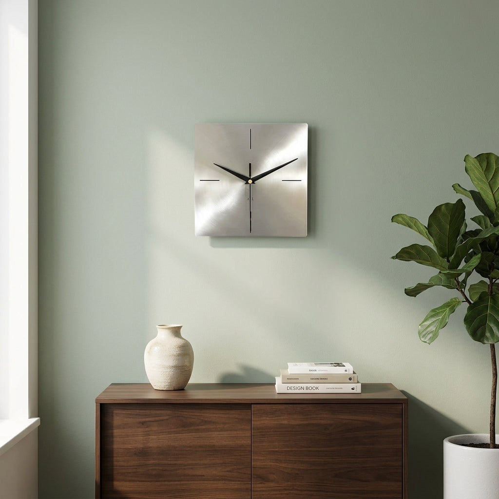 Horloge Murale Connectée Carrée en Métal Moderne avec Contrôle Vocal