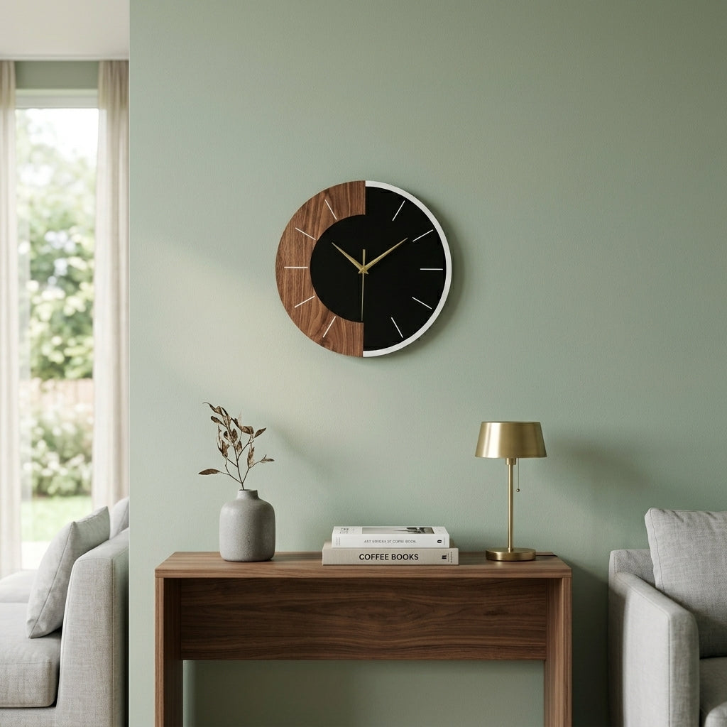 Horloge Murale Moderne Nordique Bicolore Bois et Acrylique