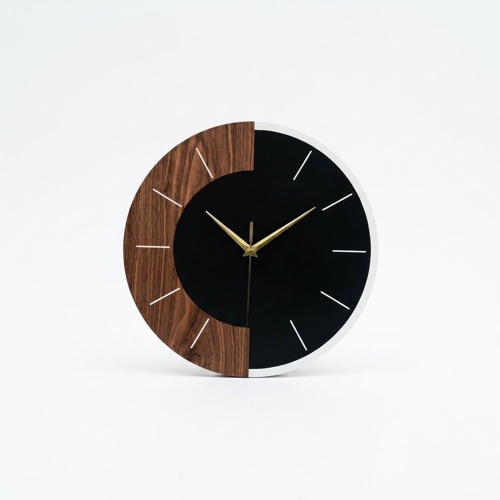 Horloge Murale Moderne Nordique Bicolore Bois et Acrylique