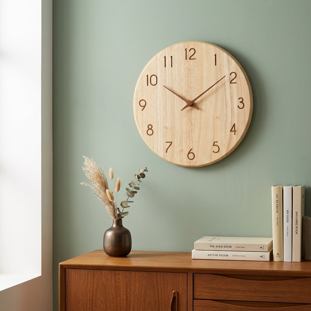 Horloge Murale Japonaise Minimaliste en Bois Massif